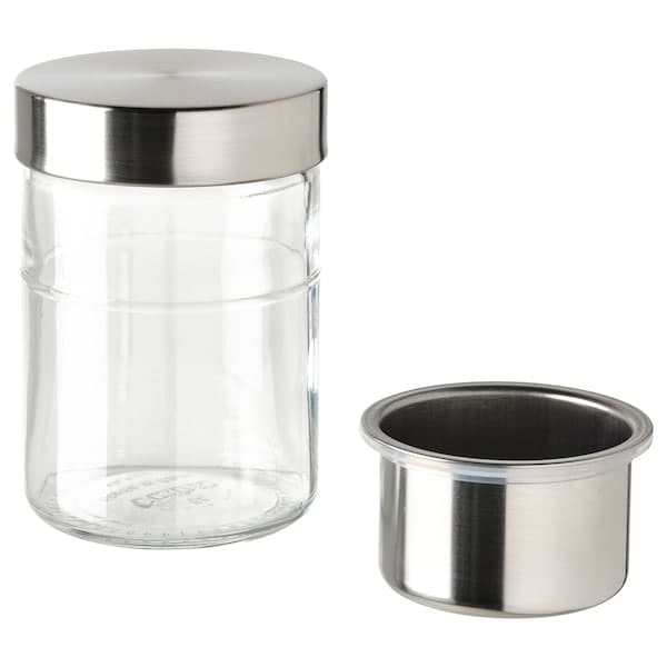 HALVVARM Food container w lid and divider, stainless steel/beige