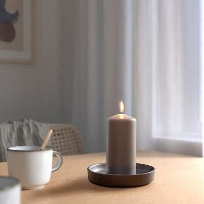 DAGLIGEN - Unscented candle, dark grey-beige, , 14 cm - best price from Maltashopper.com 10551713