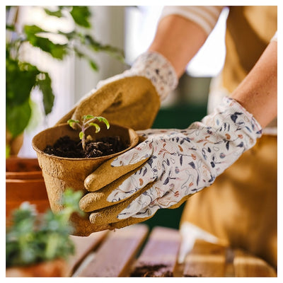 DAKSJUS - Gardening gloves, sprout motif off-white/yellow-brown,L - best price from Maltashopper.com 80567089