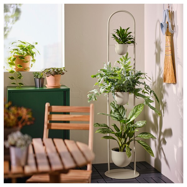 DAKSJUS - Pedestal for plants/3 pot holders, indoor/outdoor light grey-beige - best price from Maltashopper.com 20567025