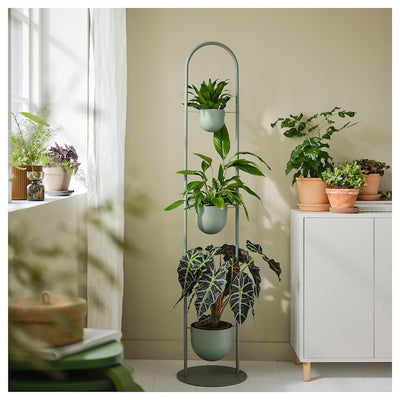 DAKSJUS - Pedestal for plants/3 pot holders, indoor/outdoor light grey-green - best price from Maltashopper.com 00567026