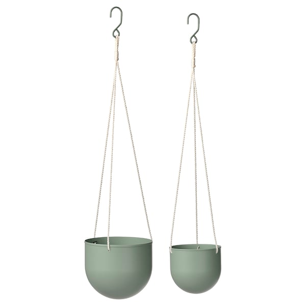 DAKSJUS - Set of 2 hanging pot holders, indoor/outdoor light grey-green - best price from Maltashopper.com 10567035