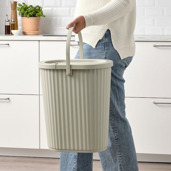 Ikea DAMMÄNG - Bin with lid, grey-beige, 26 l