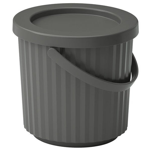 DAMMÄNG - Bin with lid, dark grey, 8 l