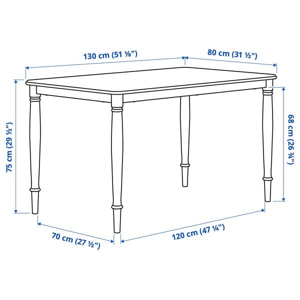 Ikea DANDERYD / BERGMUND - Table and 4 chairs, white/gunnared smoke grey, , 130 cm