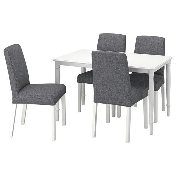 Ikea DANDERYD / BERGMUND - Table and 4 chairs, white/gunnared smoke grey, , 130 cm