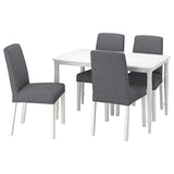 DANDERYD / BERGMUND table and 4 chairs, white/Gunnared medium grey, 130 cm
