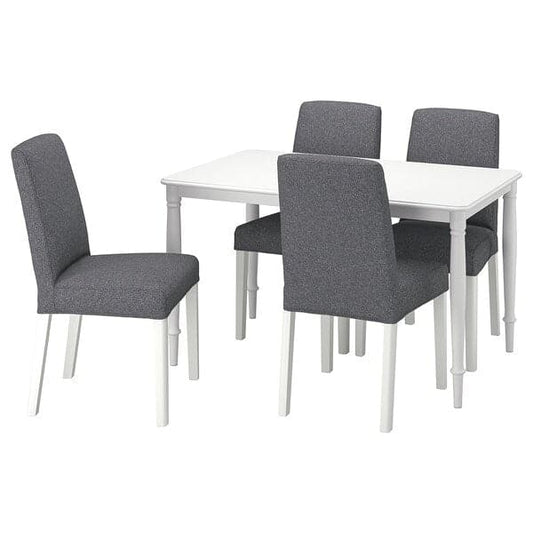 Ikea DANDERYD / BERGMUND - Table and 4 chairs, white/gunnared smoke grey, , 130 cm