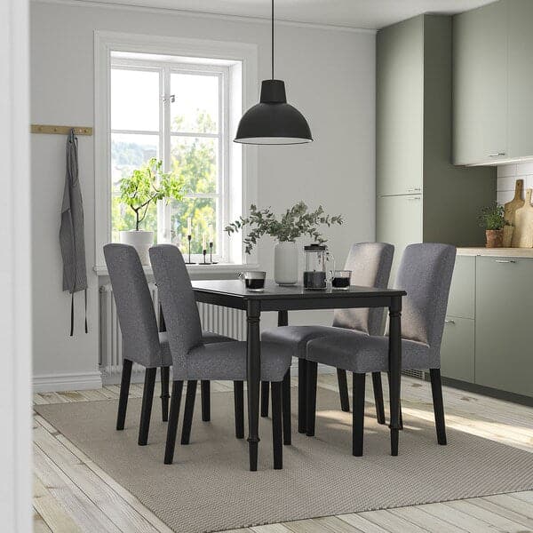 DANDERYD / BERGMUND - Table and 4 chairs, black/gunnared smoke grey, , 130 cm - best price from Maltashopper.com 29544303