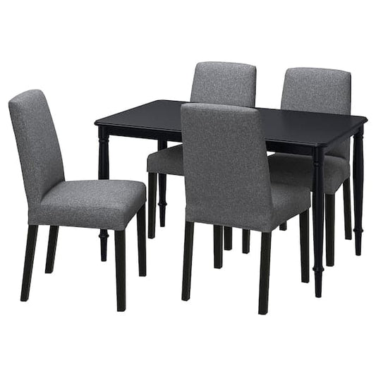 Ikea DANDERYD / BERGMUND - Table and 4 chairs, black/gunnared smoke grey, , 130 cm