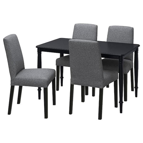 DANDERYD / BERGMUND - Table and 4 chairs, black/gunnared smoke grey, , 130 cm