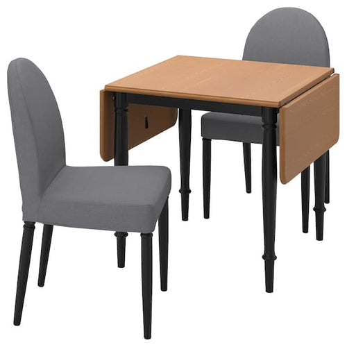 DANDERYD / DANDERYD Table and 2 chairs, black pine veneer / Vissle gray,74 / 134x80 cm ,