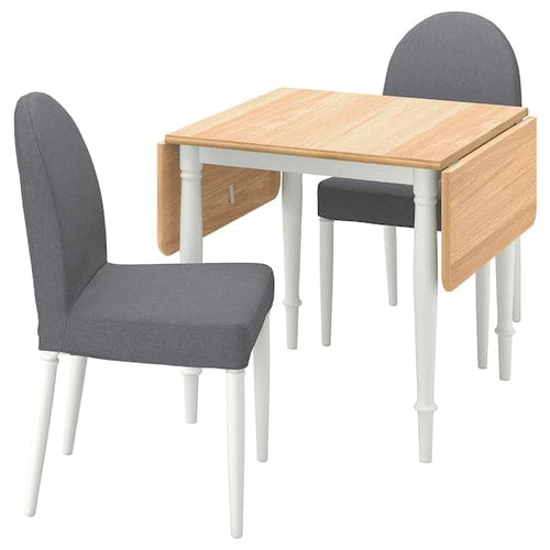 DANDERYD / DANDERYD Table and 2 chairs, white oak veneer / Vissle gray,74 / 134x80 cm , 74/134x80 cm