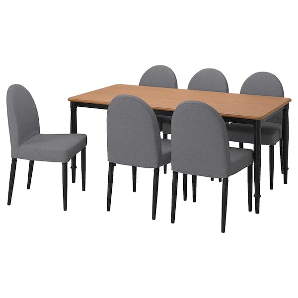 DANDERYD / DANDERYD Table and 6 chairs, black pine veneer / Vissle gray,180x90 cm