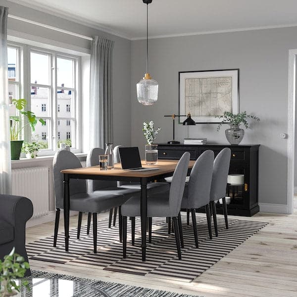 DANDERYD / DANDERYD Table and 6 chairs, black pine veneer / Vissle gray,180x90 cm