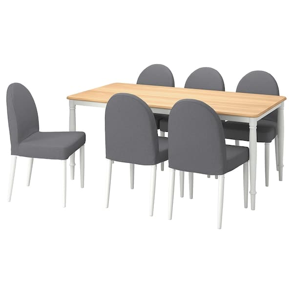 DANDERYD / DANDERYD Table and 6 chairs, white oak veneer / Vissle gray,180x90 cm