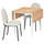 DANDERYD / EBBALYCKE - Table and 2 chairs, white oak veneer/Idekulla beige,74/134x80 cm