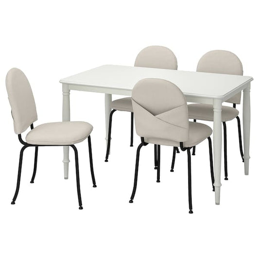 Ikea DANDERYD / EBBALYCKE - Table and 4 chairs, white/Idekulla beige,130 cm