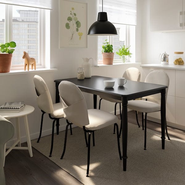 Ikea DANDERYD / EBBALYCKE - Table and 4 chairs, black/Idekulla beige,130 cm