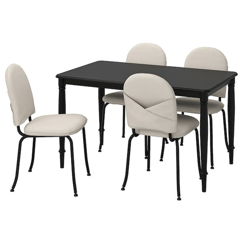 DANDERYD / EBBALYCKE - Table and 4 chairs, black/Idekulla beige,130 cm