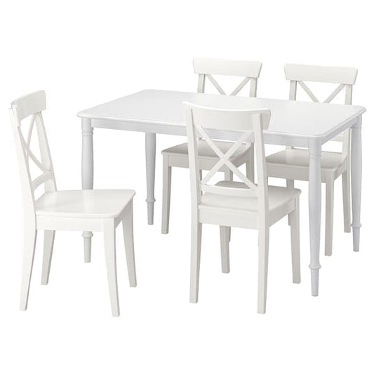 DANDERYD / INGOLF - Table and 4 chairs, white/white, 130 cm - best price from Maltashopper.com 49544236