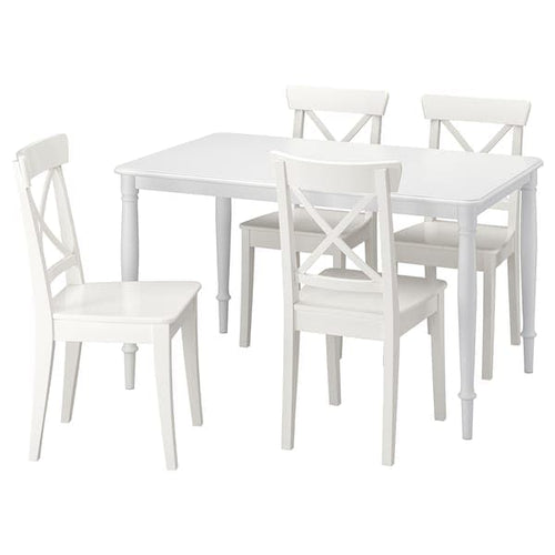 DANDERYD / INGOLF - Table and 4 chairs, white/white, 130 cm