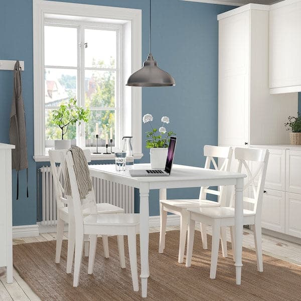 DANDERYD INGOLF Table and chairs, white/Hallarp beige