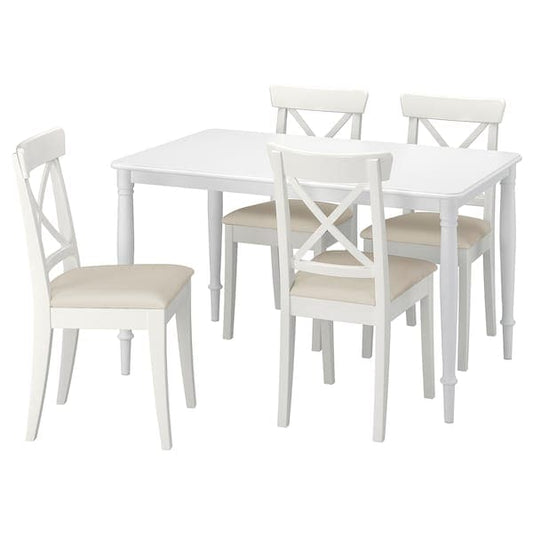 Ikea DANDERYD / INGOLF - Table and 4 chairs, white/Hallarp beige, ,