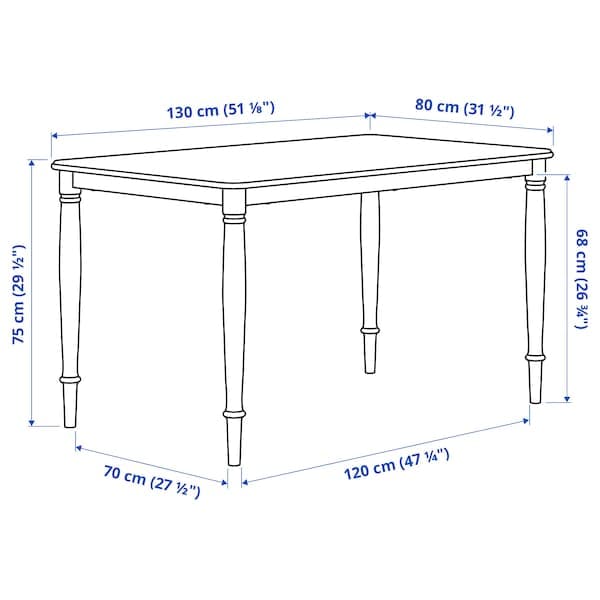 DANDERYD / INGOLF - Table and 4 chairs, oak veneer white/white, 130x80 cm