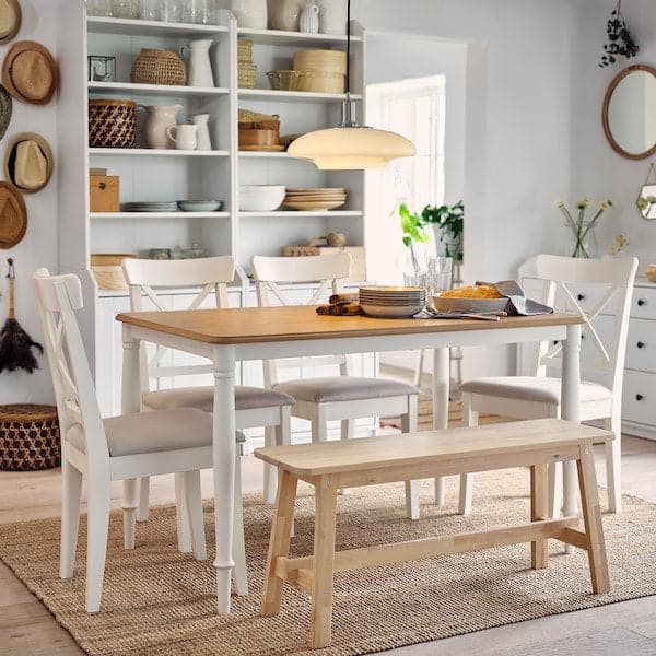 DANDERYD / INGOLF Table and 4 chairs - white/Hallarp beige 130x80 cm - best price from Maltashopper.com 79388734