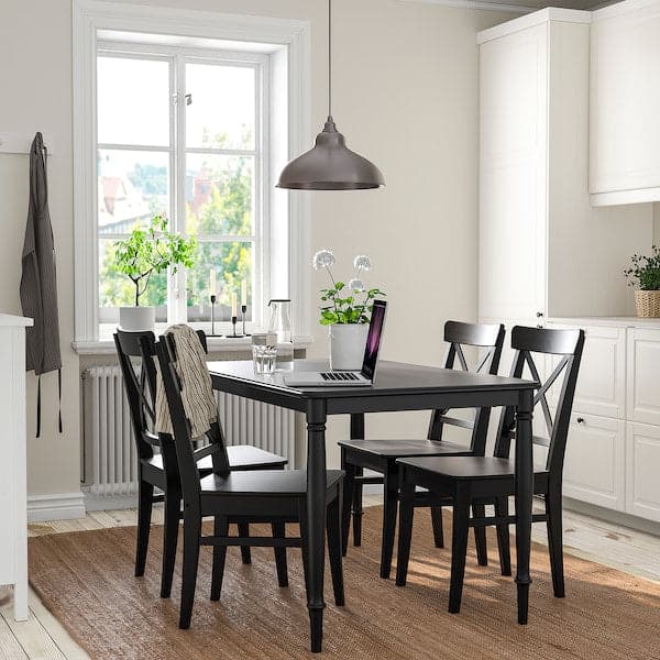 Ikea DANDERYD / INGOLF - Table and 4 chairs, black/brown-black, 130 cm