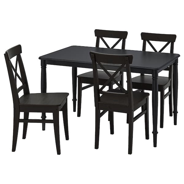 DANDERYD / INGOLF - Table and 4 chairs, black/brown-black, 130 cm - best price from Maltashopper.com 09544281