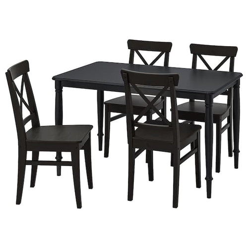 DANDERYD / INGOLF - Table and 4 chairs, black/brown-black, 130 cm