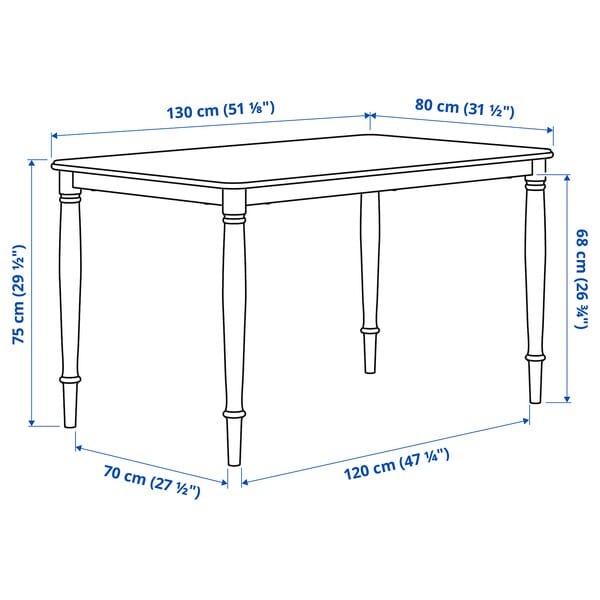 Ikea DANDERYD / SKOGSTA - Table and 4 chairs, white/acacia, 130 cm