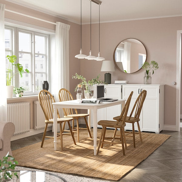 DANDERYD / SKOGSTA - Table and 4 chairs, white/acacia, 130 cm