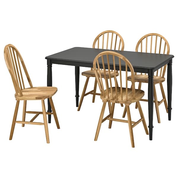 Ikea DANDERYD / SKOGSTA - Table and 4 chairs, black/acacia, 130 cm