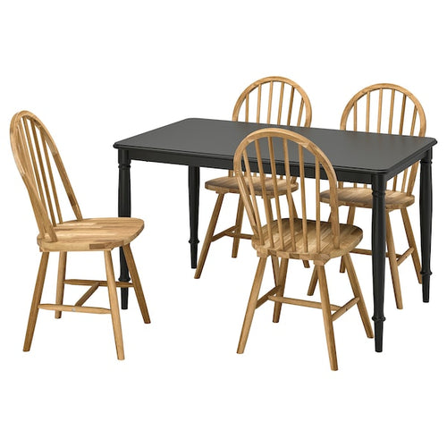 DANDERYD / SKOGSTA - Table and 4 chairs, black/acacia, 130 cm
