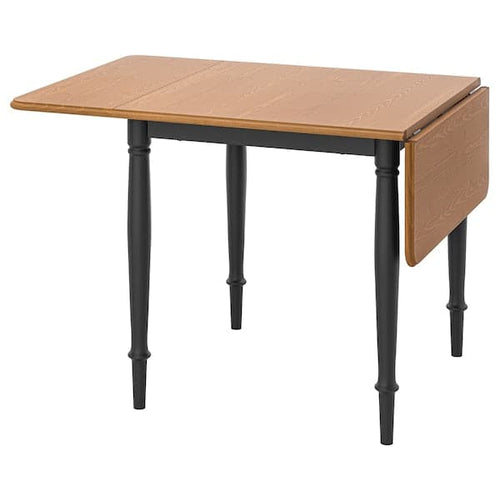 DANDERYD Drop-leaf table, pine veneer / black,74 / 134x80 cm , 74/134x80 cm