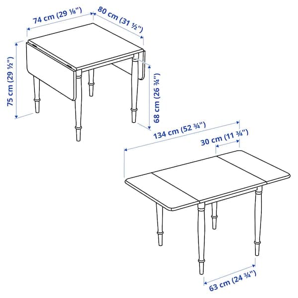 Ikea DANDERYD Drop-leaf table, pine veneer / black,74 / 134x80 cm , 74/134x80 cm