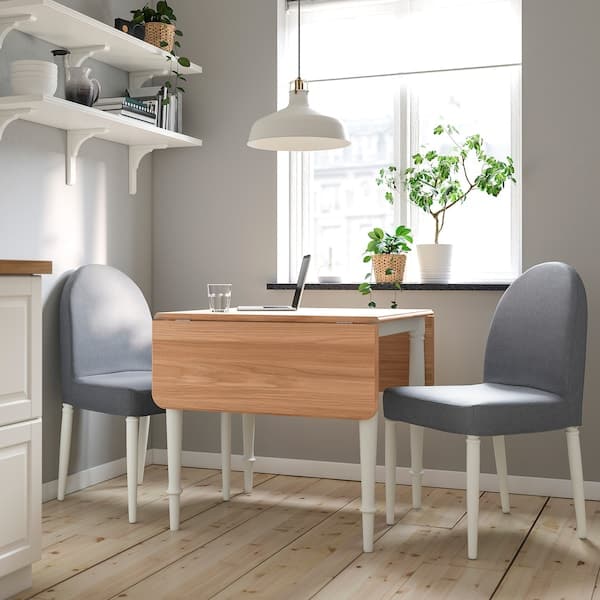 Ikea DANDERYD - Drop-leaf table, oak veneer/white, 74/134x80 cm