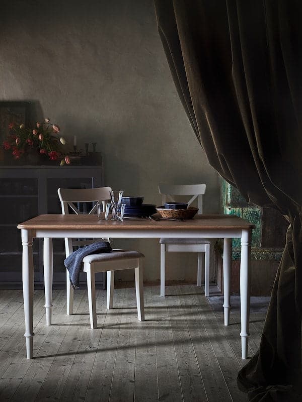 DANDERYD - Dining table, oak veneer/white, 130x80 cm - best price from Maltashopper.com 10463858