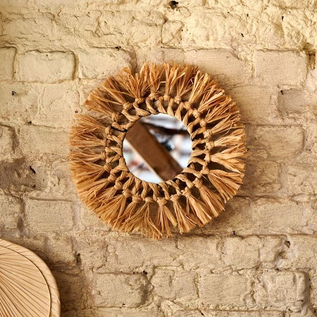 RAFFIA Natural mirrorØ 35 cm - best price from Maltashopper.com CS662473