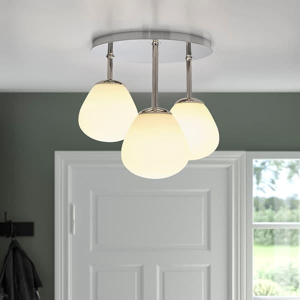 DEJSA - Ceiling lamp with 3 lamps, chrome-plated/opal white glass - best price from Maltashopper.com 00430769
