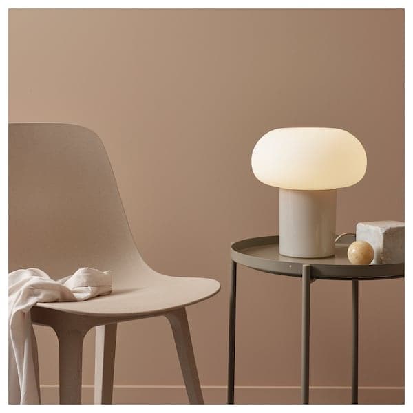 Ikea DEJSA Table lamp - beige/white opaline glass 28 cm
