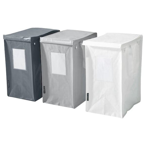 DIMPA - Waste sorting bag, white/dark grey/light grey, 22x35x45 cm/35 l