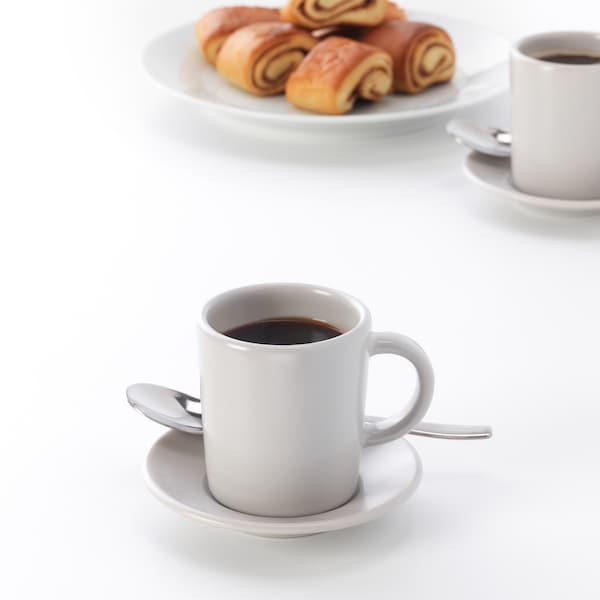 Ikea DINERA - Espresso cup and saucer, beige, 9 cl