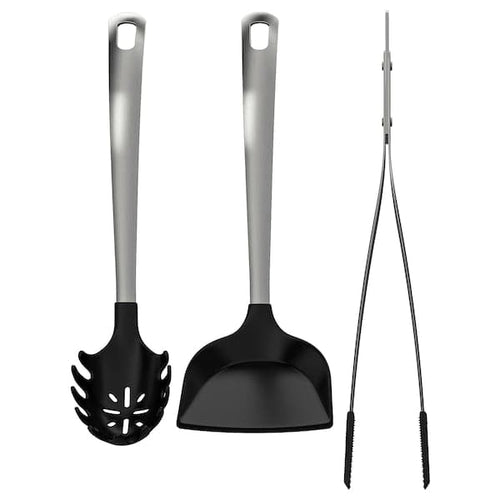 DIREKT 3-piece kitchen utensil set, black/stainless steel