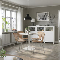 DOCKSTA / ÄLVSTA - Table and 4 chairs, white white/rattan chrome-plated, 103 cm - best price from Maltashopper.com 39481574