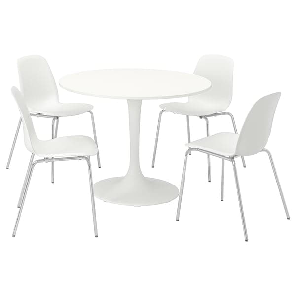 DOCKSTA / LIDÅS - Table and 4 chairs, white white/white chrome-plated