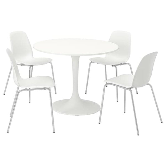 DOCKSTA / LIDÅS - Table and 4 chairs, white white/white chrome-plated, 103 cm - best price from Maltashopper.com 29481602